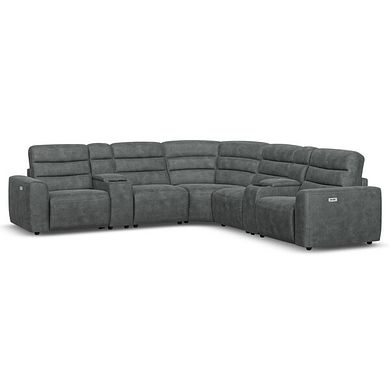 Cohen Group 3 Electric Recliner with 2 Consoles in Miller Grey Fabric