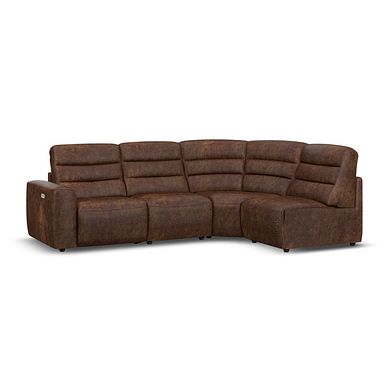 Cohen Group 4 Electric Recliner in Ranch Dark Brown Fabric