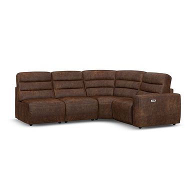 Cohen Group 5 Electric Recliner in Ranch Dark Brown Fabric