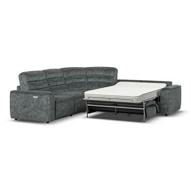 Cohen Large Corner Electric Recliner with Right Hand Sofa Bed in Dapple Grey Fabric
