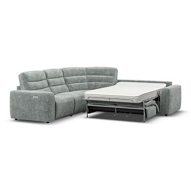 Cohen Large Corner Electric Recliner with Right Hand Sofa Bed in Plush Silver Fabric