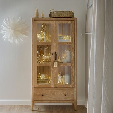 Corton Natural Oak Glazed Display Cabinet