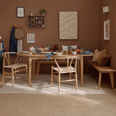 Corton Natural Oak Oval Extending Dining Table with 2 Chairs and 2 Benches
