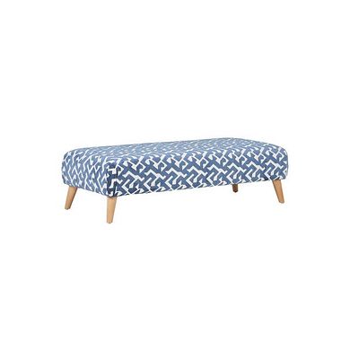 Dalby Footstool in Patterned Denim Fabric