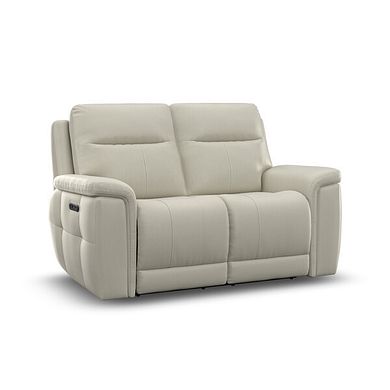 Dalton 2 Seater Electric Recliner Sofa with Power Headrests in Bone China Leather