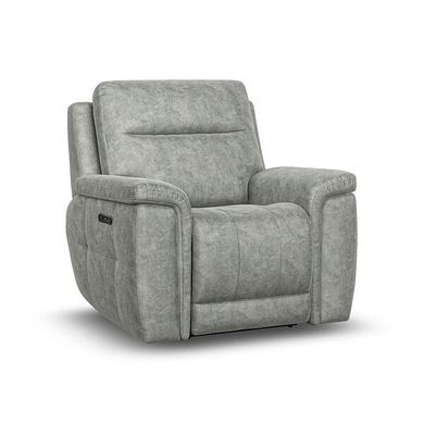 Dalton Electric Recliner Armchair in Marble Silver Fabric