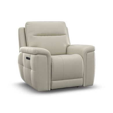 Dalton Electric Recliner Armchair with Power Headrest in Bone China Leather