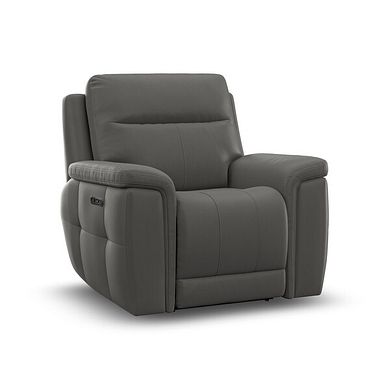 Dalton Electric Recliner Armchair with Power Headrest in Elephant Grey Leather