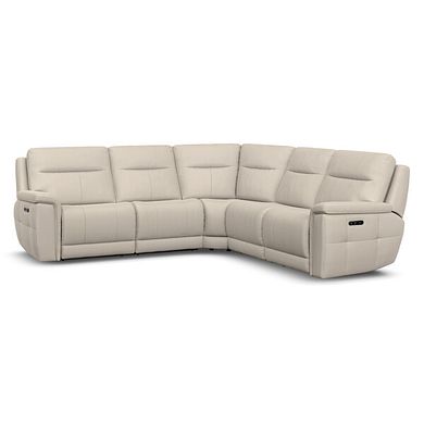 Dalton Large Corner Electric Recliner Sofa in Bella Barley White Fabric