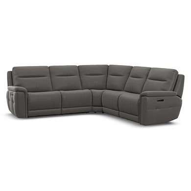 Dalton Large Corner Electric Recliner Sofa in Elephant Grey Leather