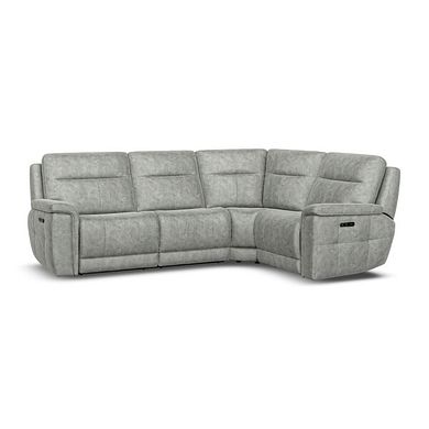 Dalton Left Hand Corner Electric Recliner Sofa in Marble Silver Fabric