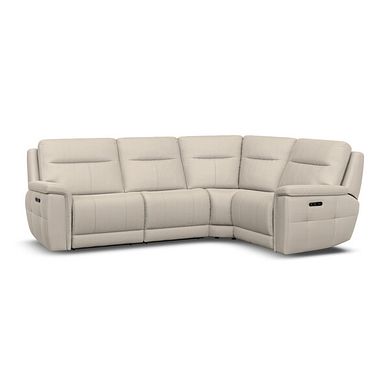 Dalton Left Hand Corner Electric Recliner Sofa with Power Headrests in Bella Barley White Fabric