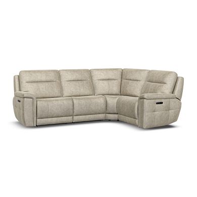Dalton Left Hand Corner Electric Recliner Sofa with Power Headrests in Marble Cream Fabric