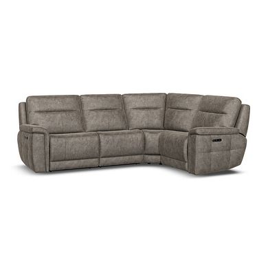 Dalton Left Hand Corner Electric Recliner Sofa with Power Headrests in Marble Mink Fabric