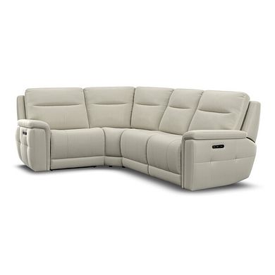 Dalton Right Hand Corner Electric Recliner Sofa in Bone China Leather