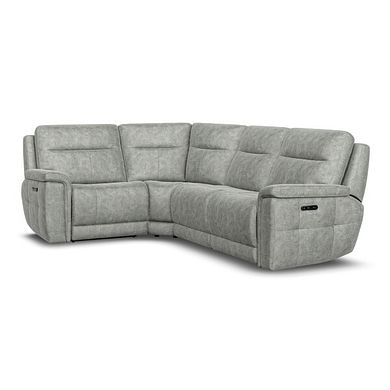Dalton Right Hand Corner Electric Recliner Sofa with Power Headrests in Marble Silver Fabric