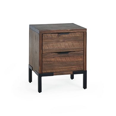 Detroit Solid Hardwood and Metal 2 Drawer Bedside Table
