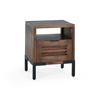 Detroit Solid Hardwood and Metal 1 Drawer Bedside Table
