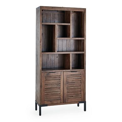 Detroit Solid Hardwood and Metal Tall Bookcase