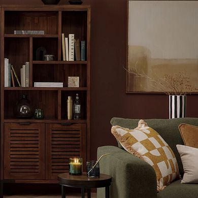 Detroit Solid Hardwood and Metal Tall Bookcase