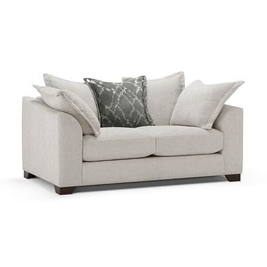 Dewsbury 2 Seater Pillow Back Sofa in Milo Ivory Fabric with Mink Scatter Cushions