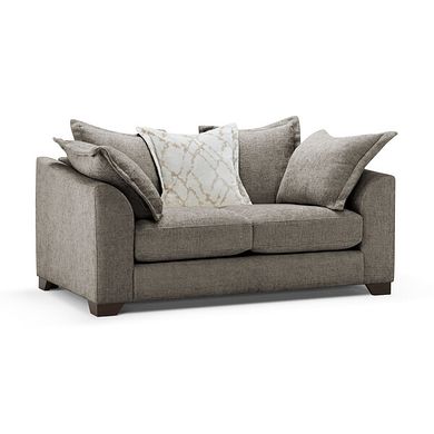 Dewsbury 2 Seater Pillow Back Sofa in Milo Mocha Fabric with Natural Scatter Cushions