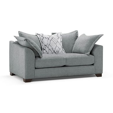 Dewsbury 2 Seater Pillow Back Sofa in Milo Pewter Fabric with Silver Scatter Cushions