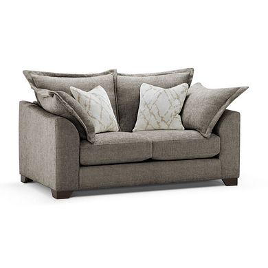 Dewsbury 2 Seater Sofa in Milo Mocha Fabric with Natural Scatter Cushions