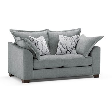 Dewsbury 2 Seater Sofa in Milo Pewter Fabric with Silver Scatter Cushions