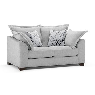 Dewsbury 2 Seater Sofa in Milo Silver Fabric with Silver Scatter Cushions
