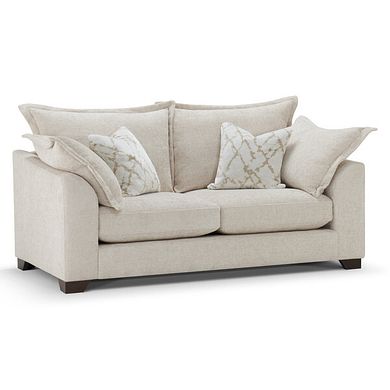 Dewsbury 3 Seater Sofa in Milo Cream Fabric with Natural Scatter Cushions