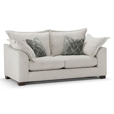 Dewsbury 3 Seater Sofa in Milo Ivory Fabric with Mink Scatter Cushions