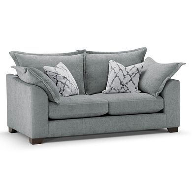 Dewsbury 3 Seater Sofa in Milo Pewter Fabric with Silver Scatter Cushions
