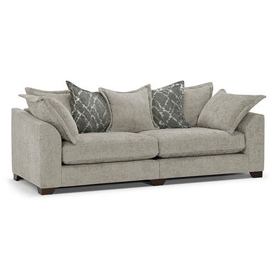 Dewsbury 4 Seater Pillow Back Sofa in Milo Mink Fabric with Mink Scatter Cushions
