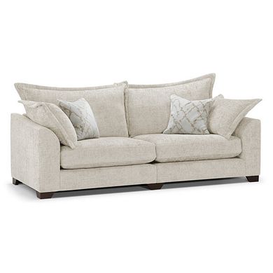 Dewsbury 4 Seater Sofa in Milo Cream Fabric with Natural Scatter Cushions