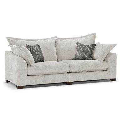 Dewsbury 4 Seater Sofa in Milo Ivory Fabric with Mink Scatter Cushions