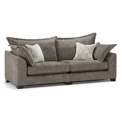 Dewsbury 4 Seater Sofa in Milo Mocha Fabric with Natural Scatter Cushions