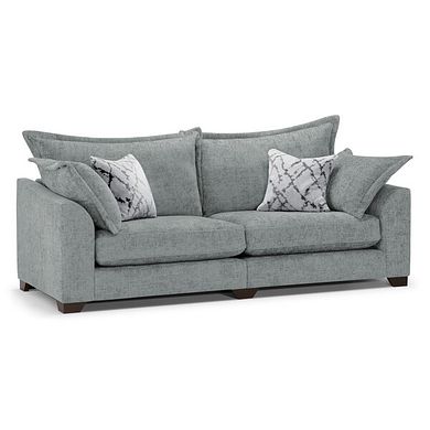Dewsbury 4 Seater Sofa in Milo Pewter Fabric with Silver Scatter Cushions