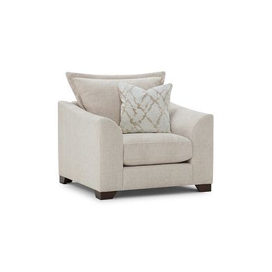 Dewsbury Armchair in Milo Cream Fabric with Natural Scatter Cushion