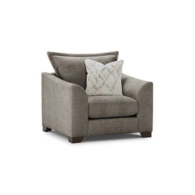Dewsbury Armchair in Milo Mocha Fabric with Natural Scatter Cushion