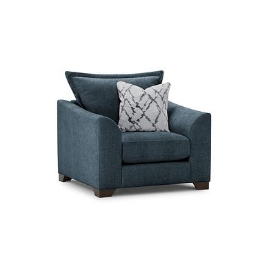 Dewsbury Armchair in Milo Navy Fabric with Silver Scatter Cushion