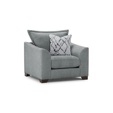 Dewsbury Armchair in Milo Pewter Fabric with Silver Scatter Cushion
