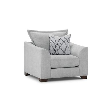 Dewsbury Armchair in Milo Silver Fabric with Silver Scatter Cushion