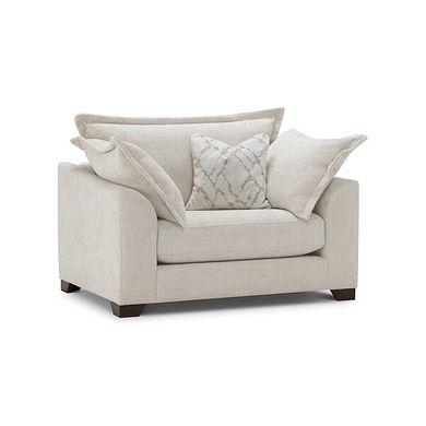 Dewsbury Loveseat in Milo Cream Fabric with Natural Scatter Cushions