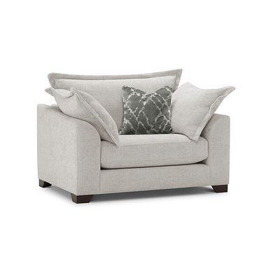 Dewsbury Loveseat in Milo Ivory Fabric with Mink Scatter Cushions