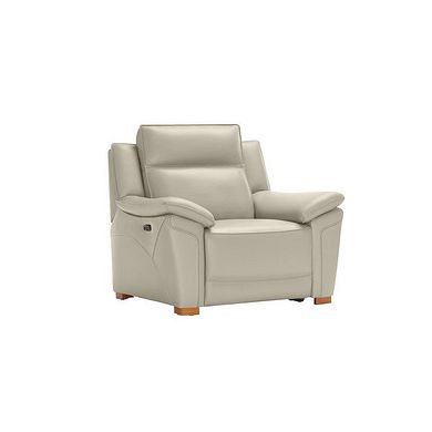 Dune Electric Recliner Armchair with Power Headrest Sofa in Light Grey Leather