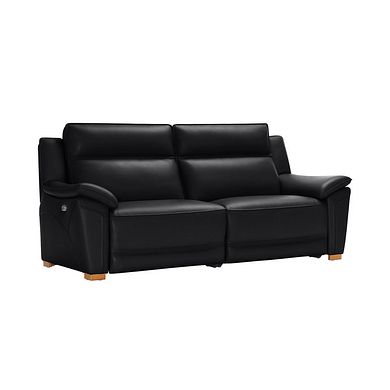 Dune 3 Seater Electric Recliner with Power Headrest Sofa in Midnight Leather