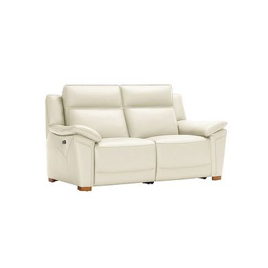 Dune 2 Seater Electric Recliner with Power Headrest Sofa in Snow White Leather