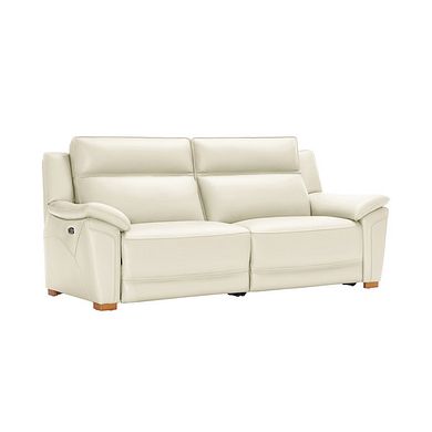 Dune 3 Seater Electric Recliner with Power Headrest Sofa in Snow White Leather