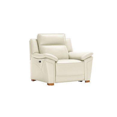 Dune Electric Recliner Armchair with Power Headrest Sofa in Snow White Leather